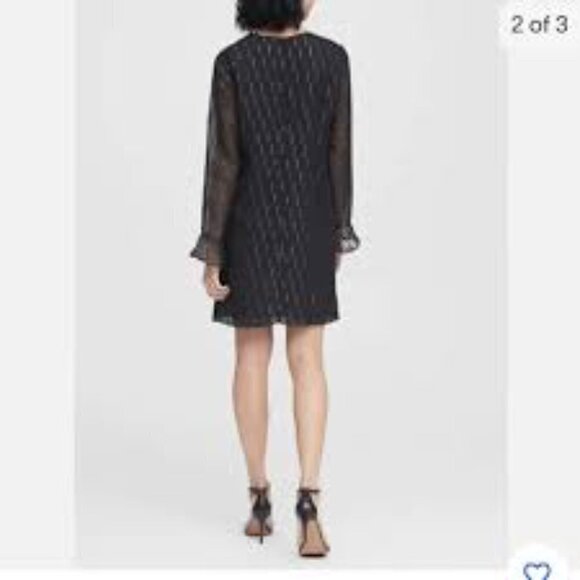 Banana Republic Shimmer Black Long Sleeve Shift dress 2 - Picture 2 of 13